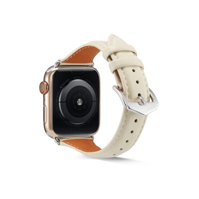 Köp Smalt Läderarmband Apple Watch 42/44/45/49 mm Vit Online