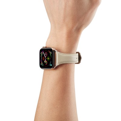 Köp Smalt Läderarmband Apple Watch Ultra 3 49mm Vit Online