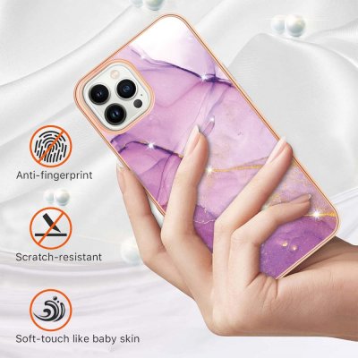 Köp TPU Skal iPhone 15 Pro Max Lila Marmor Online
