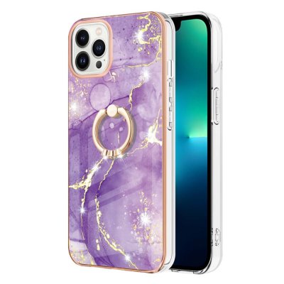 Köp TPU Skal iPhone 15 Pro Max Ringhållare Lila Marmor Online