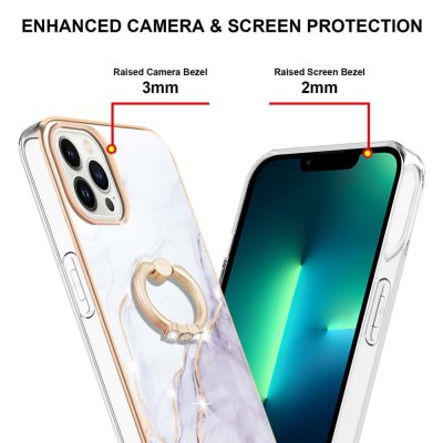 Köp TPU Skal iPhone 15 Pro Max Ringhållare Vit Marmor Online
