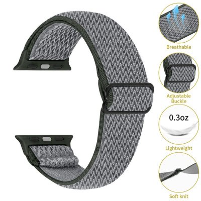 Vävd Nylonarmband Apple Watch Series 10 42mm Grön/Grå