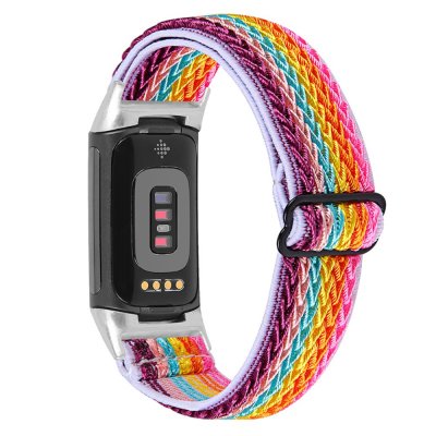 Vävd Nylonarmband Fitbit Charge 3/4 Regnbåge