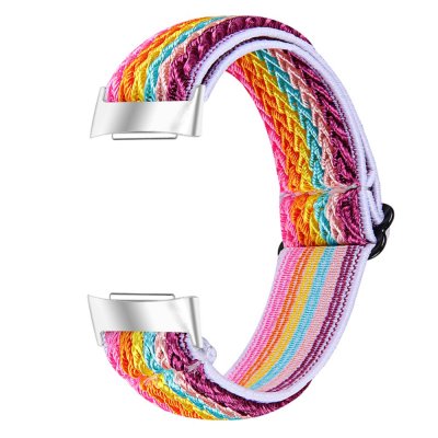 Vävd Nylonarmband Fitbit Charge 3/4 Regnbåge