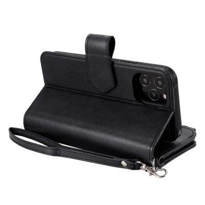 Zipper Magnet Leather Wallet iPhone 12/12 Pro Svart - Techhuset.se