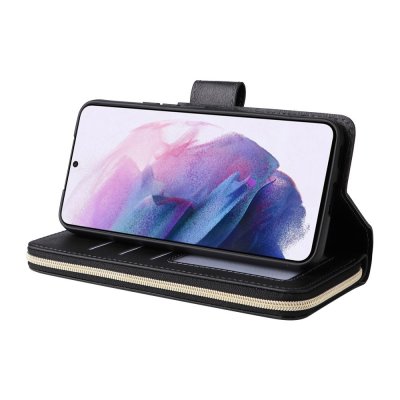 Köp Zipper Magnet Leather Wallet Samsung Galaxy S23 Svart Online