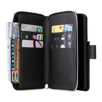 Köp Zipper Magnet Leather Wallet Samsung Galaxy S23 Svart Online