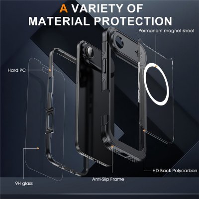 Robust svart skyddsskal med 360-graders täckning till iPhone 17 Air