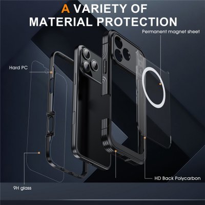 Fulltäckande svart skyddsskal till iPhone 17 Pro med 360-graders bumperdesign