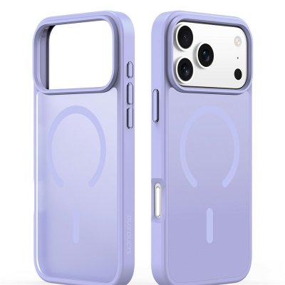 Lila Dux Ducis skal till iPhone 17 Pro – tvådelad vy