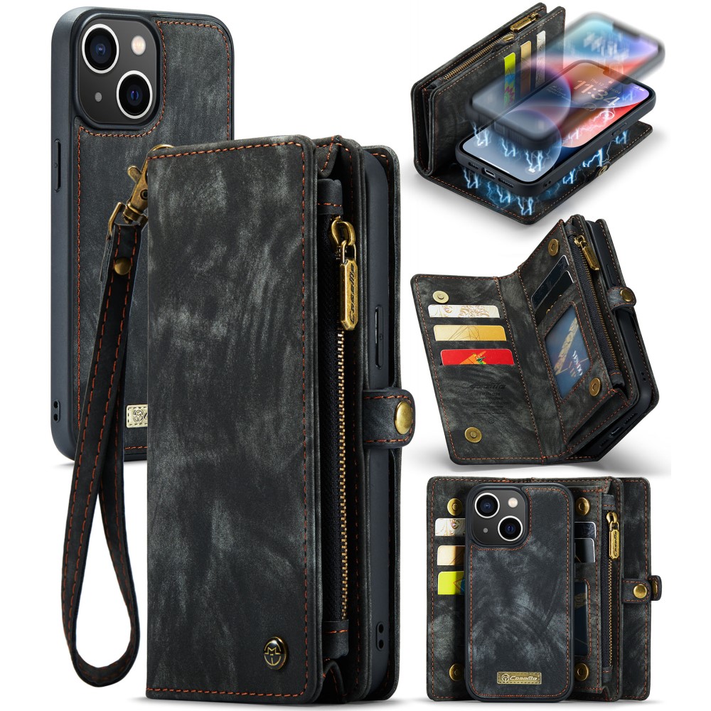 CaseMe Multi-Slot 2 i 1 Plånboksfodral iPhone 15 Svart