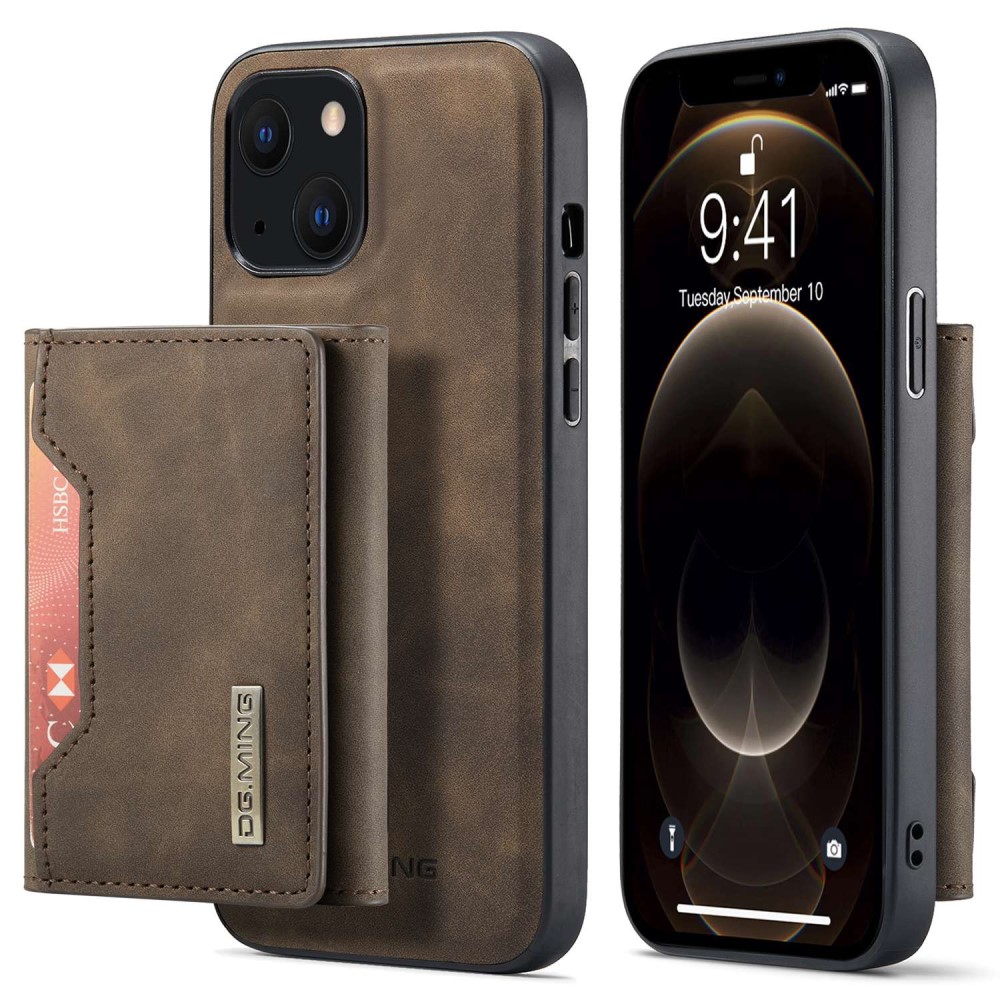 DG.MING 2 in 1 Magnetic Card Slot Case iPhone 14 Brown