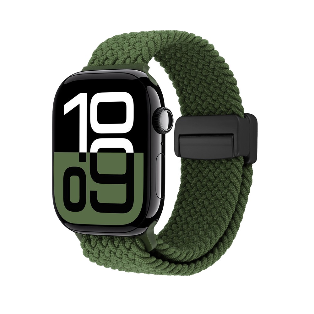Elastiskt Vävd Nylonarmband Apple Watch Series 10 46mm Grön