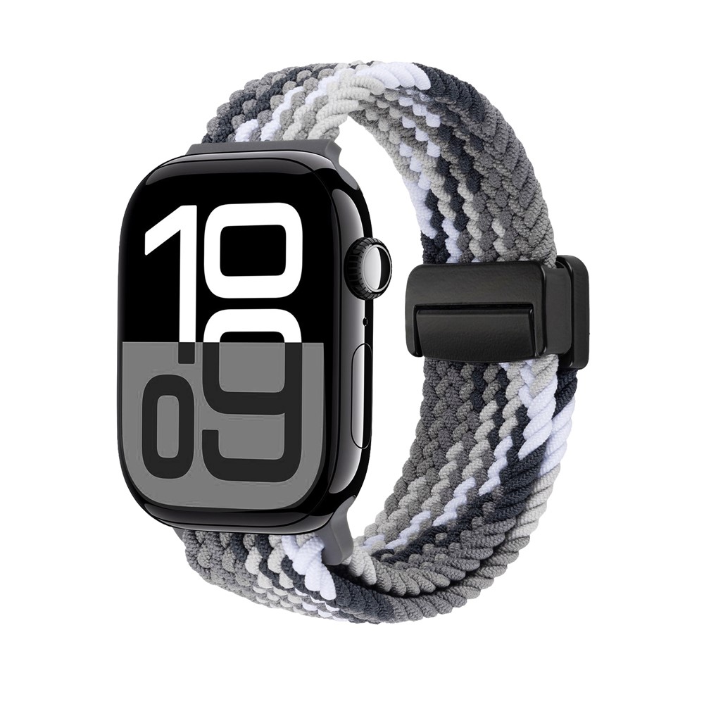Elastiskt Vävd Nylonarmband Apple Watch 45mm Series 9 Multifärg Svart