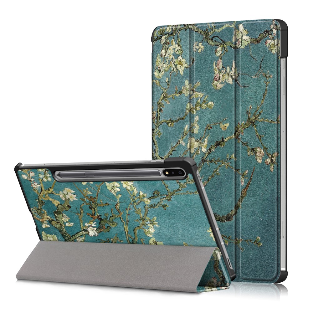 Samsung Galaxy Tab S7 Plus/S8 Plus Fodral Tri-fold Körsbärsblommor