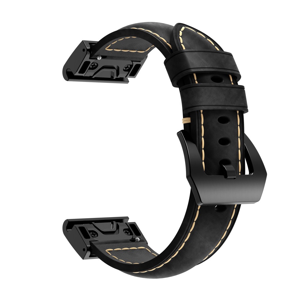 Äkta Läderarmband Garmin Fenix E 47mm Svart