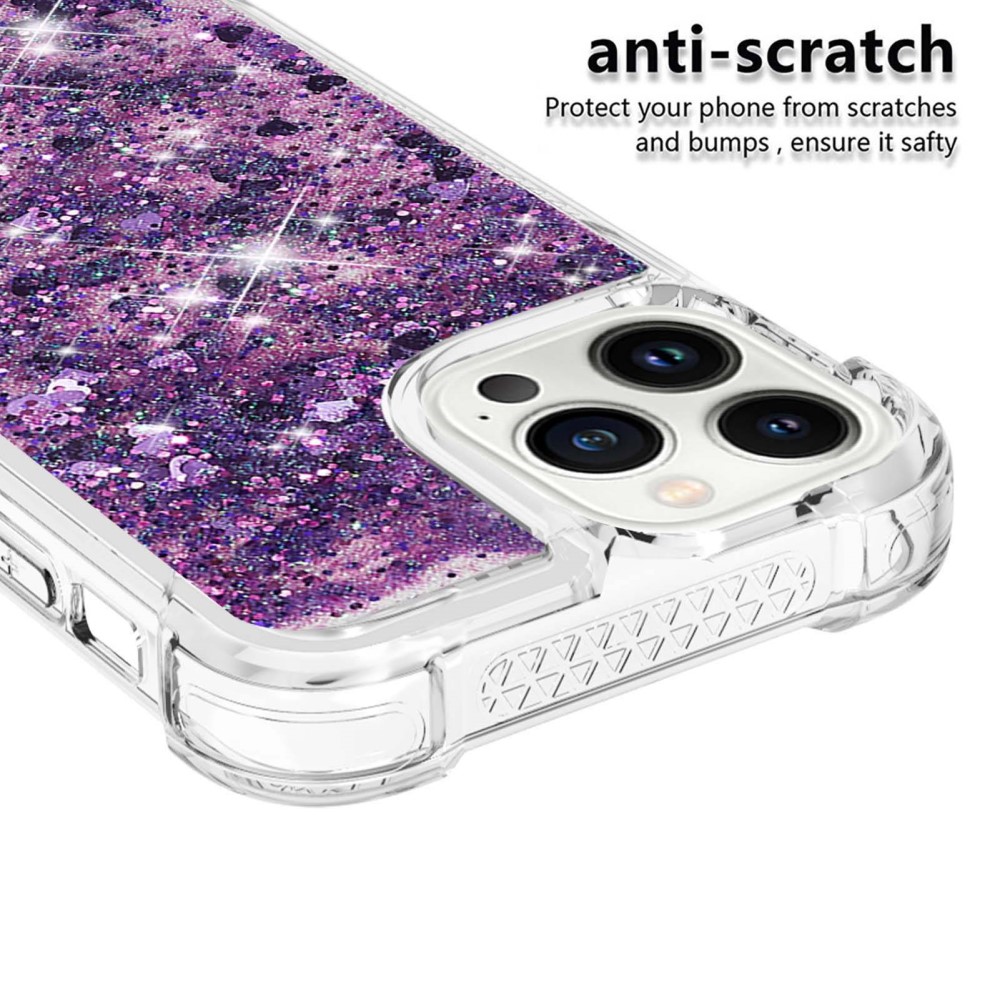 Cover Mixroom Per IPhone 14 Pro: Custodia Glitterata Lilla Con Ricarica MagSafe, 3 Strati Di Protezione