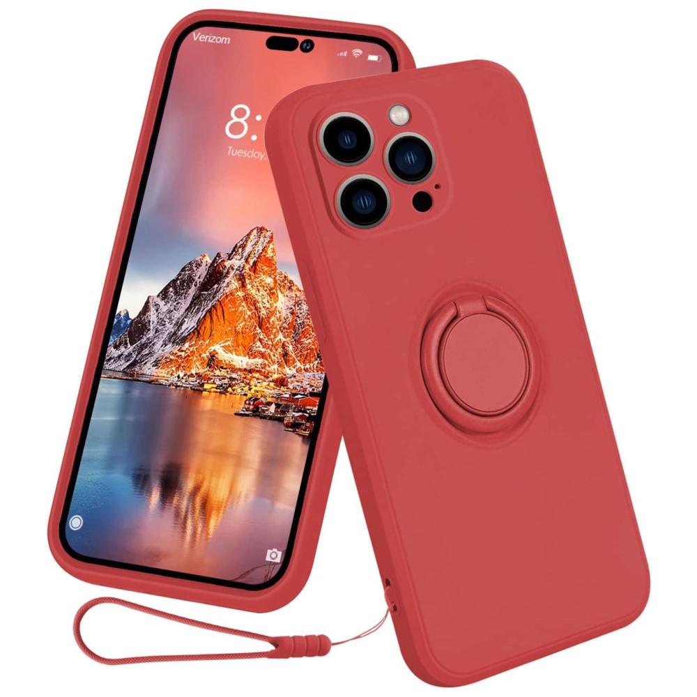 iPhone 15 Pro Skal Med Ringhållare Röd