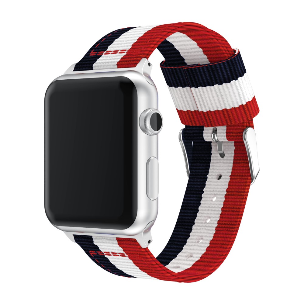 Nylonarmband Apple Watch Series 10 46mm Blå/Vit/Röd
