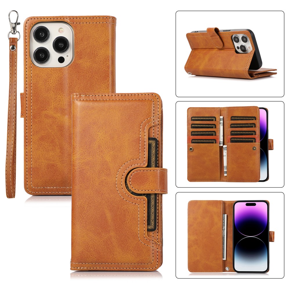 Plånboksfodral Multi-Slot iPhone 15 Pro Cognac