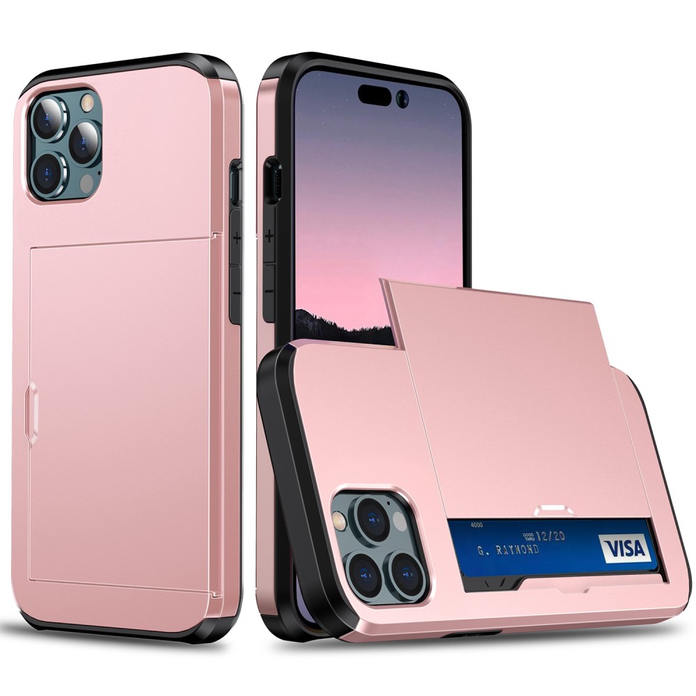 Skal Med Kortfack iPhone 14 Pro Roséguld