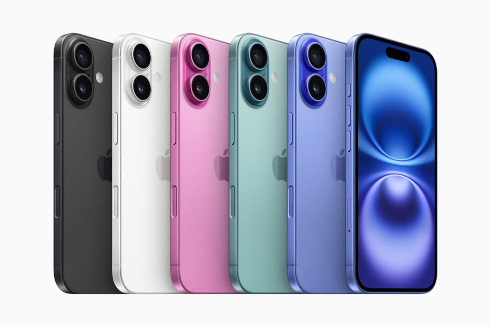 iPhone 16 och iPhone 16 Plus färger Svart, Vit, Rosa, Teal, Ultramarine