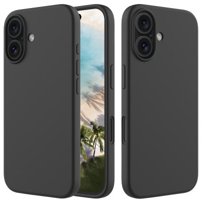Bild på Silikonskal iPhone 16 Svart från olika vinklar